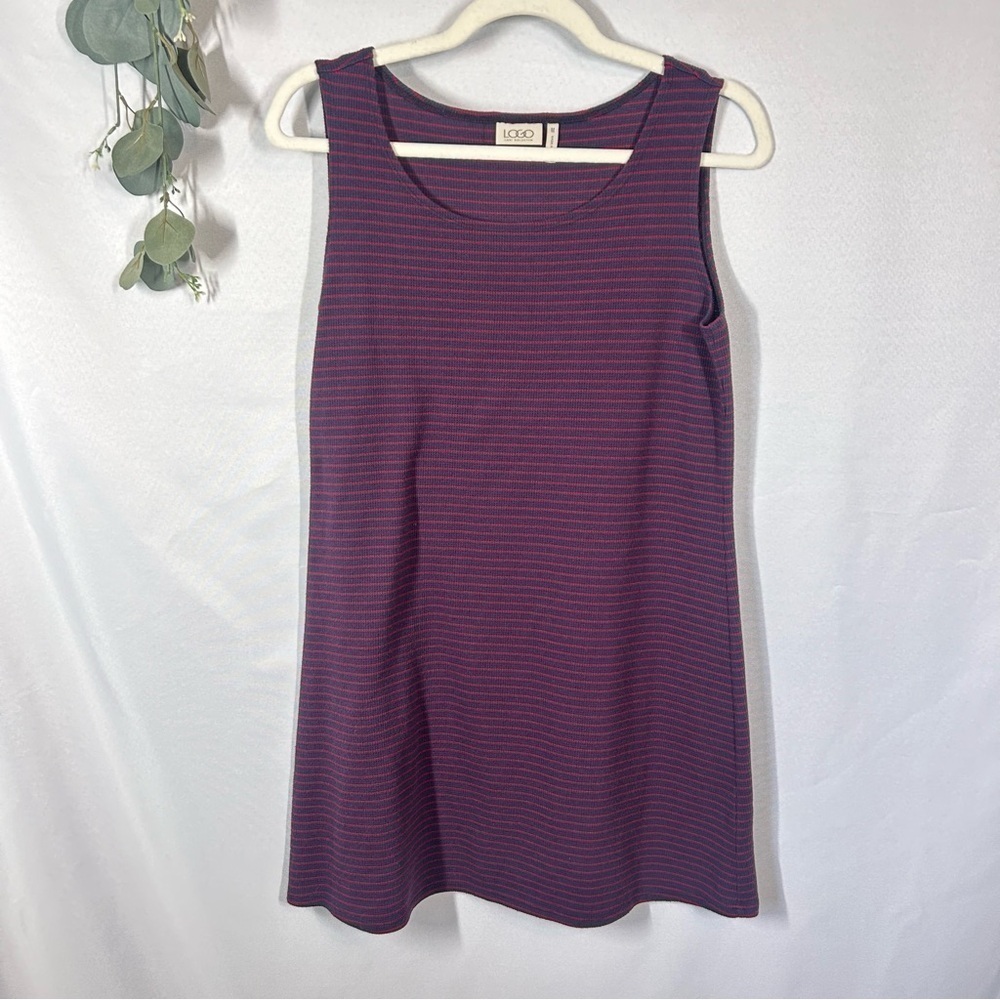 LOGO | Sleeveless Mini Dress Knit Striped Navy Blue Red Women’s Size Medium